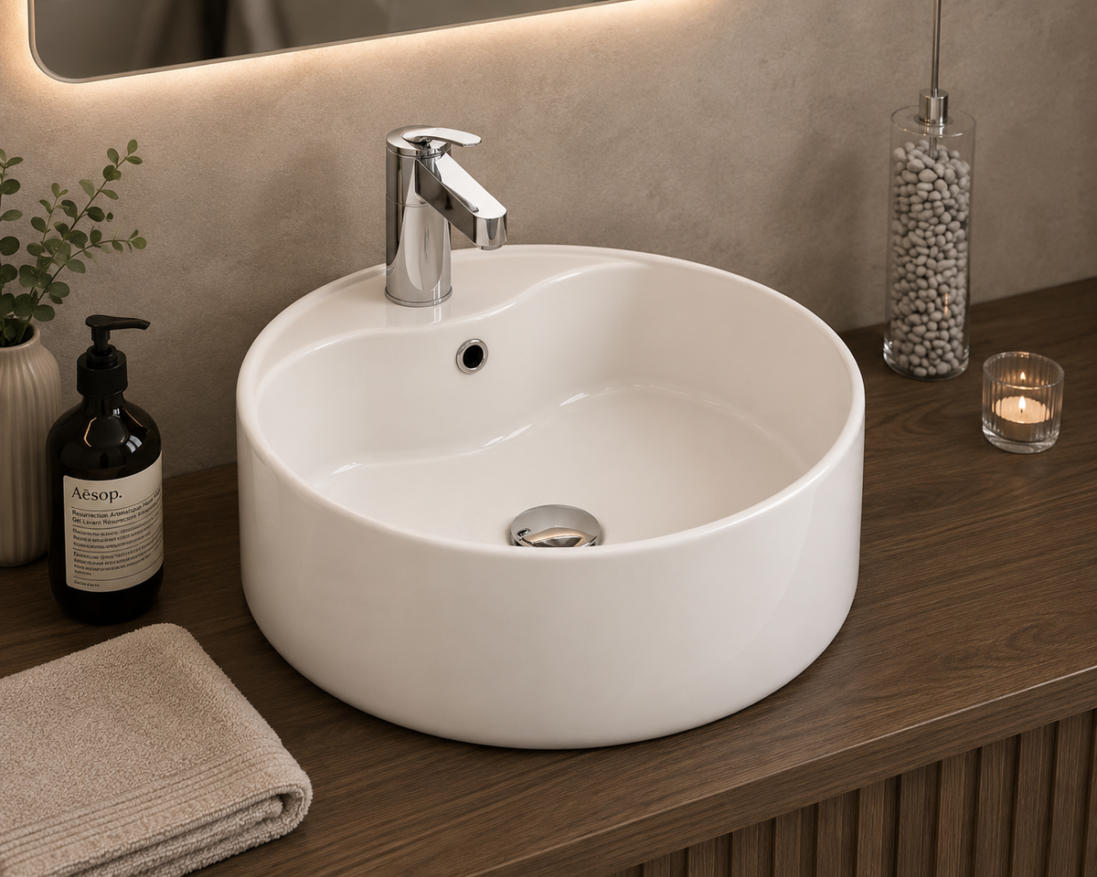 Umywalka nablatowa z porcelany ROUND MINI