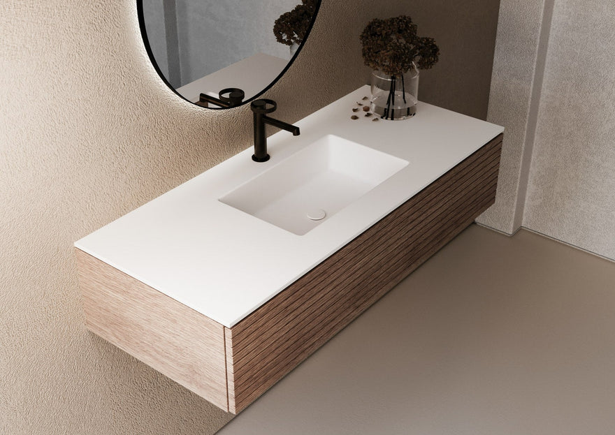 LEX Solid Surface blat z 1 umywalką podblatową, krawędź 12 mm