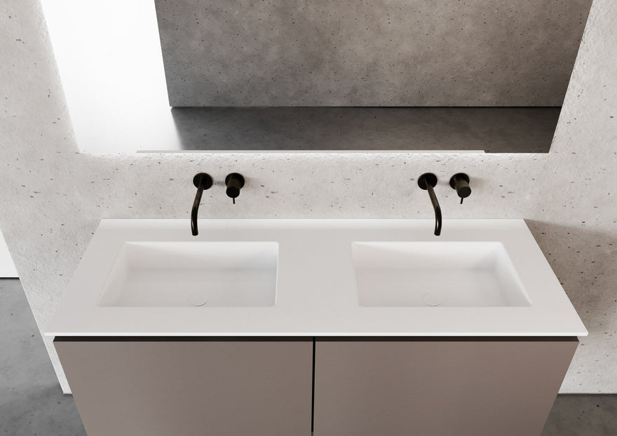 LEX Solid Surface blat z 2 umywalkami podblatowymi, krawędź 12 mm